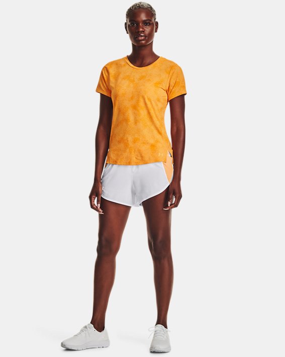 Women's UA Iso-Chill Run Short Sleeve, Yellow, pdpMainDesktop image number 2